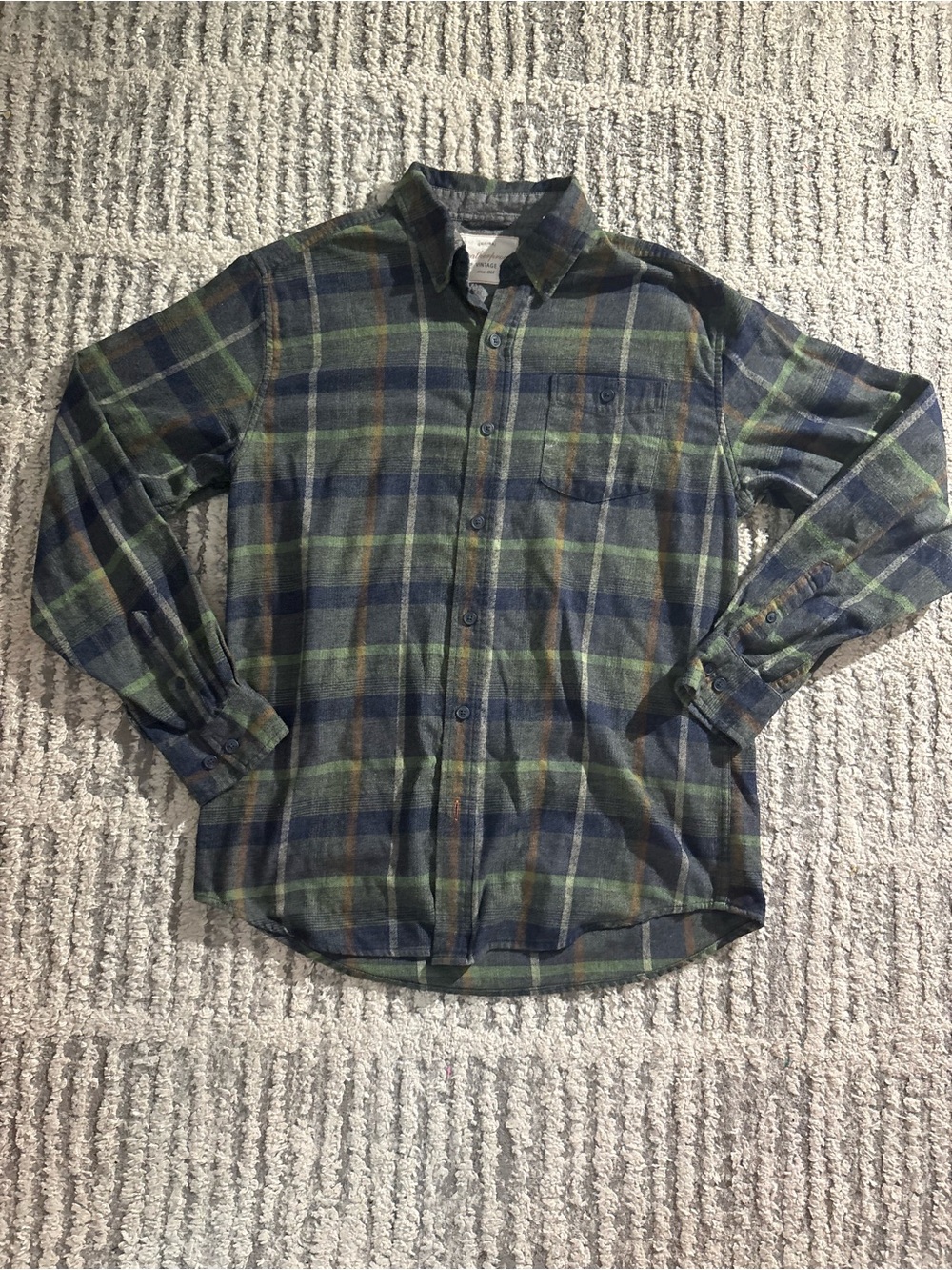 Weatherproof vintage blue green plaid long sleeve button down shirt size M